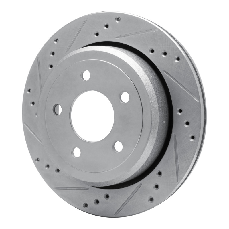 Ford Crown Victoria Brake Rotor (1) - Rear Left - R1 Concepts - Drilled & Slotted - Silver - `03-`11